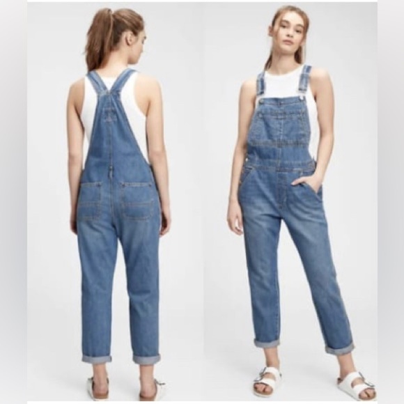 GAP Sz S Patch Pockets Mid Wash Adjustable Straps Overalls - Picture 1 of 13